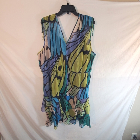 Sam Edelman Women's Size 2X Butterfly Print Tiered V-Neck Aline Dress New Tags. - Picture 3 of 5